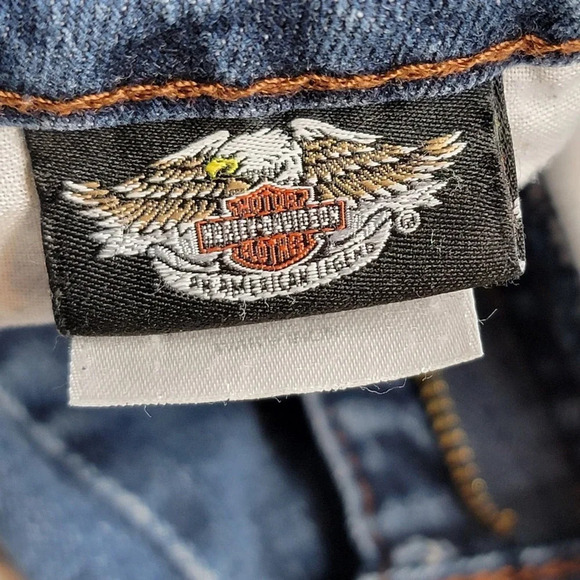 HARLEY DAVIDSON Women's Highrise Medium Wash Bootcut Jeans Size 8 Long Blue - Picture 10 of 16
